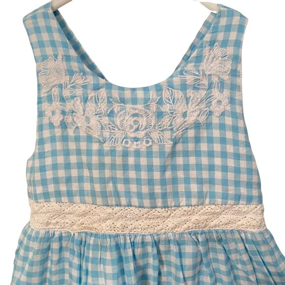 Miss Mona Mouse blue and white checkerboard checked gingham dress 3T lace ruffle - Picture 2 of 6